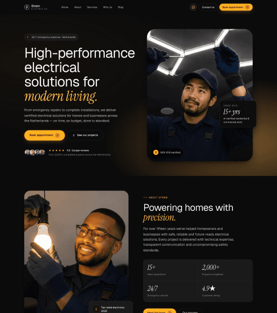 Voorbeeld van het CircuitPro-websiteontwerp voor elektrotechnische installatiebedrijven