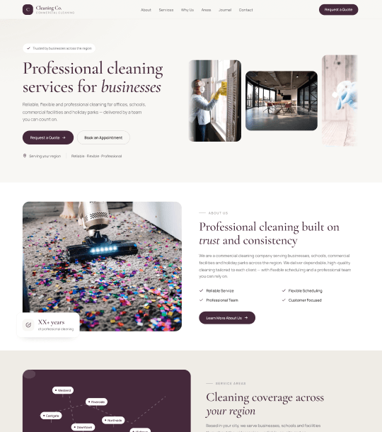 Voorbeeld van het CrystalClean-websiteontwerp voor zakelijke schoonmaakbedrijven