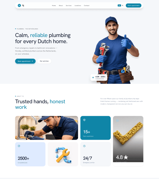 Voorbeeld van het FlowGuard-websiteontwerp voor verwarmingsbedrijven