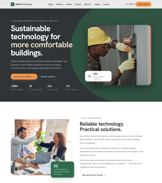 SunHarbor website design preview for a solar installation business